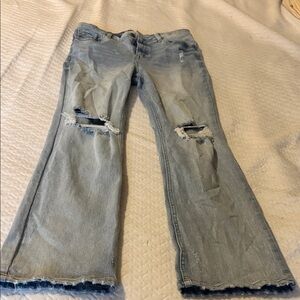 Light Blue Distressed Flare Jeans